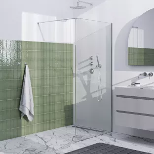 Brauer Chrome Frame walk-in shower 100x200 cm with wall profile framed - chrome