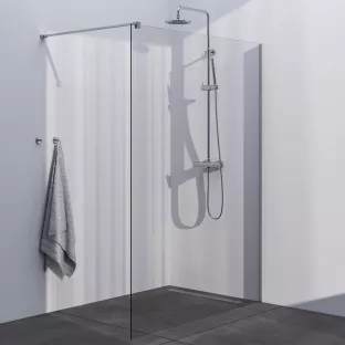 Brauer Chrome Season walk-in shower 140x200 cm with wall profile - chrome