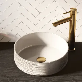 Brauer Circle wash basin - ceramic - round - 36x12 cm - gloss white / silver