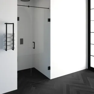 Brauer Complete Profileless 2-part niche setup - walk-in wall with niche door wall side - 100 cm (40/60) - Matt black