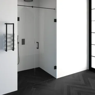 Brauer Complete Profileless 2-part niche setup - walk-in wall with niche door wall side - 120 cm (50/70) - Matt black