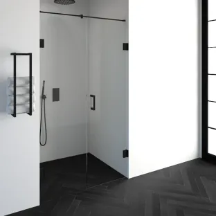 Brauer Complete Profileless 2-part niche setup - walk-in wall with niche door wall side - 120 cm (60/60) - Matt black