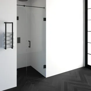 Brauer Complete Profileless 2-piece niche setup - walk-in wall with niche door wall side - 90 cm (30/60) - Matt black