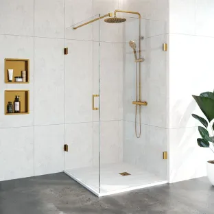 Brauer Complete Profileless Shower Enclosure 2-piece - side entry - 100x100 cm - Gold