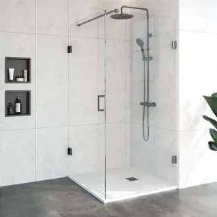 Brauer Complete Profileless Shower Enclosure 2-piece - side entry - 100x100 cm - Gunmetal