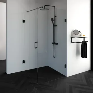 Brauer Complete Profileless Shower Enclosure 2-piece - side entry - 100x100 cm - Matt black