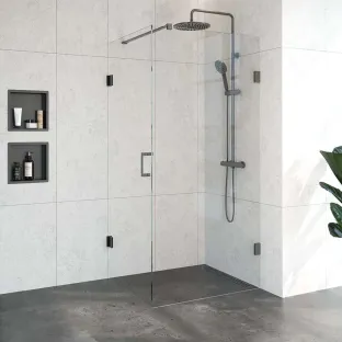 Brauer Complete Profileless Shower Enclosure 2-piece - side entry - 100x80 cm - Gunmetal