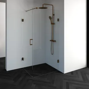 Brauer Complete Profileless Shower Enclosure 2-piece - side entry - 100x80 cm - Copper