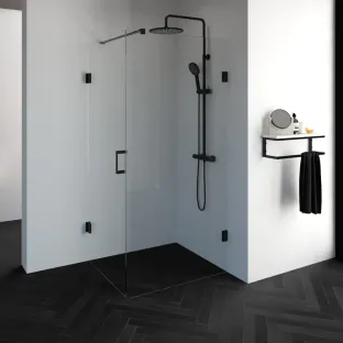 Brauer Complete Profileless Shower Enclosure 2-piece - side entry - 100x80 cm - Matt black