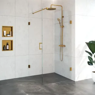 Brauer Complete Profileless Shower Enclosure 2-piece - side entry - 100x90 cm - Gold