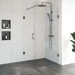 Brauer Complete Profileless Shower Enclosure 2-piece - side entry - 100x90 cm - Gunmetal