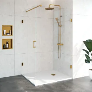 Brauer Complete Profileless Shower Enclosure 2-piece - side entry - 120x100 cm - Gold