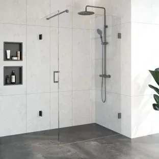 Brauer Complete Profileless Shower Enclosure 2-piece - side entry - 120x80 cm - Gunmetal