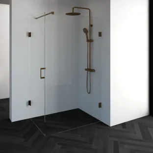 Brauer Complete Profileless Shower Enclosure 2-piece - side entry - 120x80 cm - Copper