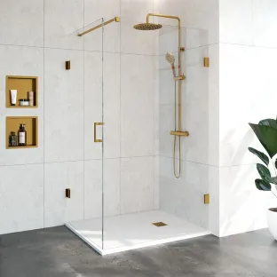 Brauer Complete Profileless Shower Enclosure 2-piece - side entry - 120x90 cm - Gold