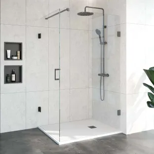 Brauer Complete Profileless Shower Enclosure 2-piece - side entry - 120x90 cm - Gunmetal