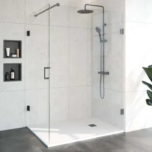 Brauer Complete Profileless Shower Enclosure 2-piece - side entry - 140x100 cm - Gunmetal