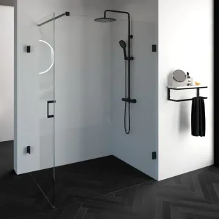 Brauer Complete Profileless Shower Enclosure 2-piece - side entry - 140x100 cm - Matt black