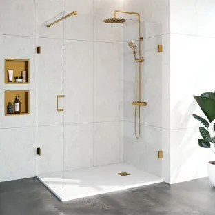 Brauer Complete Profileless Shower Enclosure 2-piece - side entry - 140x90 cm - Gold