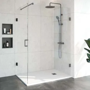 Brauer Complete Profileless Shower Enclosure 2-piece - side entry - 140x90 cm - Gunmetal