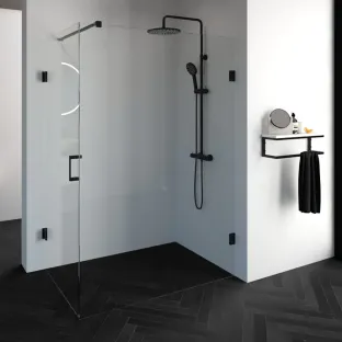 Brauer Complete Profileless Shower Enclosure 2-piece - side entry - 140x90 cm - Matt black