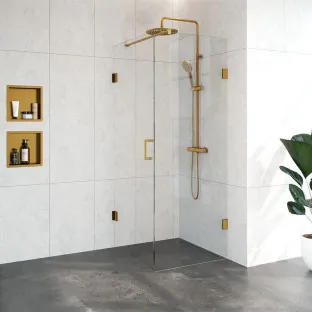 Brauer Complete Profileless Shower Enclosure 2-piece - side entry - 80x80 cm - Gold