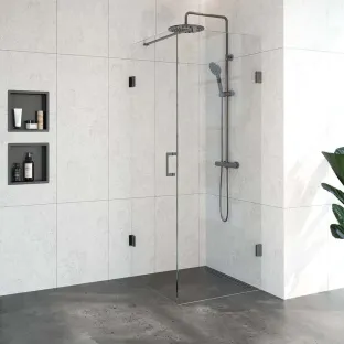 Brauer Complete Profileless Shower Enclosure 2-piece - side entry - 80x80 cm - Gunmetal