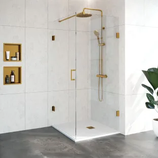 Brauer Complete Profileless Shower Enclosure 2-piece - side entry - 90x90 cm - Gold