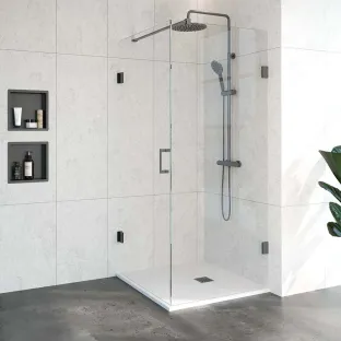 Brauer Complete Profileless Shower Enclosure 2-piece - side entry - 90x90 cm - Gunmetal