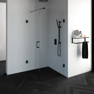 Brauer Complete Profileless Shower Enclosure 2-piece - side entry - 90x90 cm - Matt black