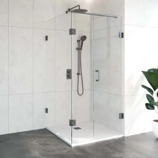 Brauer Complete Profileless Shower Enclosure 3-piece - rotating side wall - 100x100 cm - Gunmetal