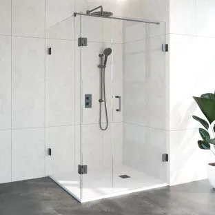 Brauer Complete Profileless Shower Enclosure 3-piece - rotating side wall - 100x120 cm - Gunmetal