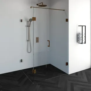 Brauer Complete Profileless Shower Enclosure 3-piece - rotating side wall - 100x120 cm - Copper