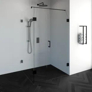 Brauer Complete Profileless Shower Enclosure 3-piece - rotating side wall - 100x120 cm - Matt black