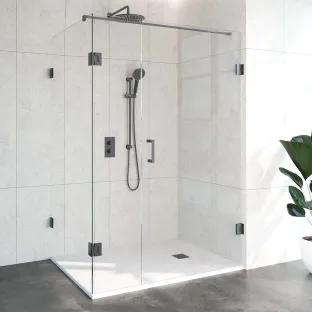 Brauer Complete Profileless Shower Enclosure 3-piece - rotating side wall - 100x140 cm - Gunmetal