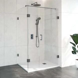 Brauer Complete Profileless Shower Enclosure 3-piece - rotating side wall - 90x120 cm - Gunmetal