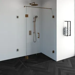 Brauer Complete Profileless Shower Enclosure 3-piece - rotating side wall - 90x120 cm - Copper