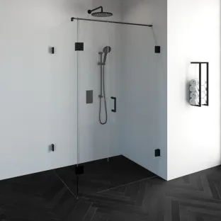 Brauer Complete Profileless Shower Enclosure 3-piece - rotating side wall - 90x120 cm - Matt black