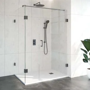 Brauer Complete Profileless Shower Enclosure 3-piece - rotating side wall - 90x140 cm - Gunmetal