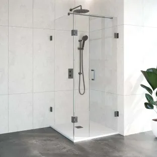 Brauer Complete Profileless Shower Enclosure 3-piece - rotating side wall - 90x90 cm - Gunmetal