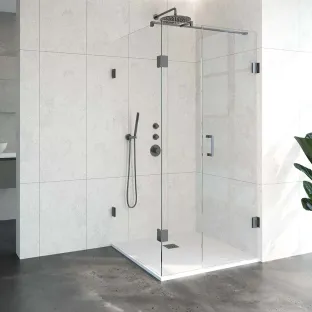 Brauer Complete Profileless Shower Enclosure 3-piece - side entry with fixed wall - 100x100 cm - Gunmetal