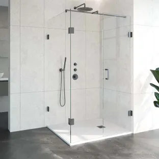 Brauer Complete Profileless Shower Enclosure 3-piece - side entry with fixed wall - 100x120 cm - Gunmetal