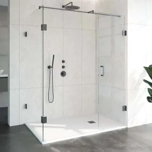 Brauer Complete Profileless Shower Enclosure 3-piece - side entry with fixed wall - 100x160 cm - Gunmetal