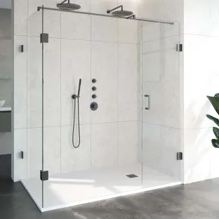 Brauer Complete Profileless Shower Enclosure 3-piece - side entry with fixed wall - 100x180 cm - Gunmetal