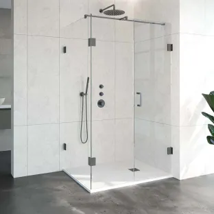 Brauer Complete Profileless Shower Enclosure 3-piece - side entry with fixed wall - 90x120 cm - Gunmetal