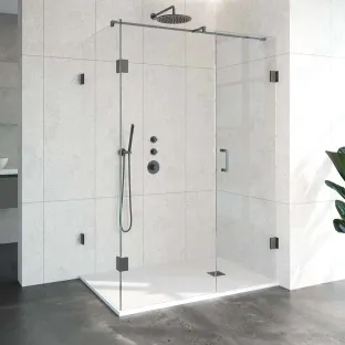 Brauer Complete Profileless Shower Enclosure 3-piece - side entry with fixed wall - 90x140 cm - Gunmetal