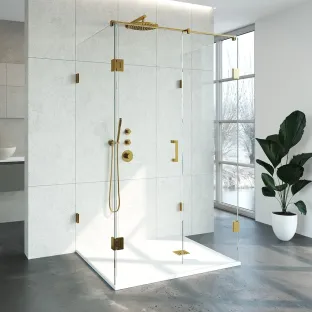 Brauer Complete Profileless Shower Enclosure XL 4-piece - 120x100 cm - Gold