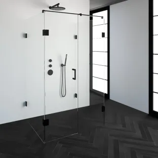 Brauer Complete Profileless Shower Enclosure XL 4-piece - 120x100 cm - Matt black