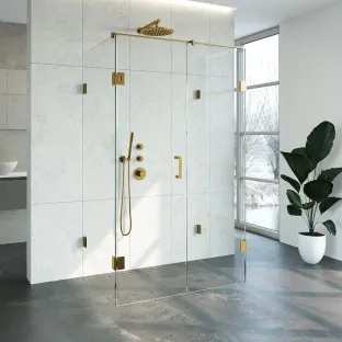 Brauer Complete Profileless Shower Enclosure XL 4-piece - 120x80 cm - Gold