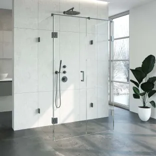 Brauer Complete Profileless Shower Enclosure XL 4-piece - 120x80 cm - Gunmetal